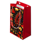 Petit Sac Cadeau Fête du Nouvel An Chinois Rouge & Noir (Devant Angle)