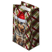 Petit Sac Cadeau Fête Frontière Terrier et Festive Plaid Noël (Devant Angle)