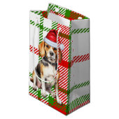 Petit Sac Cadeau Fêtes Beagle Chien et Plaid Noël (Devant Angle)