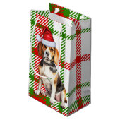 Petit Sac Cadeau Fêtes Beagle Chien et Plaid Noël (Dos Angle)