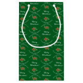 Petit Sac Cadeau Fêtes de Noël Vert Joyeux Noël (Dos)