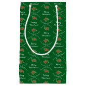 Petit Sac Cadeau Fêtes de Noël Vert Joyeux Noël (Devant)