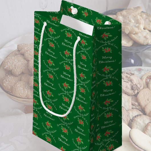 Petit Sac Cadeau Fêtes de Noël Vert Joyeux Noël