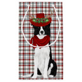 Petit Sac Cadeau Fêtes Frontière Collie et Western Plaid Noël (Dos)