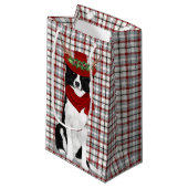 Petit Sac Cadeau Fêtes Frontière Collie et Western Plaid Noël (Devant Angle)