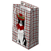 Petit Sac Cadeau Fêtes Frontière Collie et Western Plaid Noël (Dos Angle)