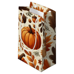 Petit Sac Cadeau feuille/citrouille/cavernes Automne