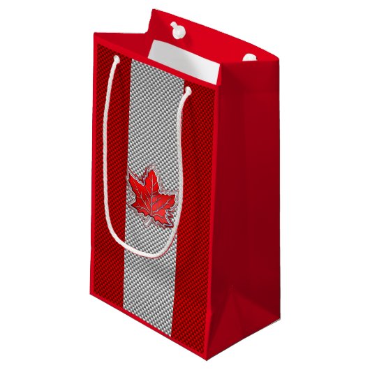 Petit Sac Cadeau Feuille d'érable de chrome canadienne sur les styl (Devant Angle)