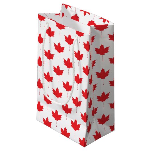 Petit Sac Cadeau Feuille d'érable rouge (Devant Angle)