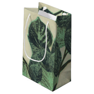 Petit Sac Cadeau Feuille et branches sur l'arrière - plan crème