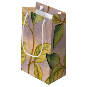 Petit Sac Cadeau Feuille vert et jaune sur l'arrière - plan de