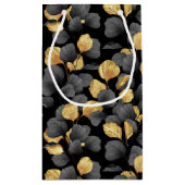 Petit Sac Cadeau Feuilles noirs et or. Motif (Dos)