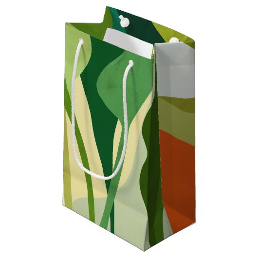 Petit Sac Cadeau Feuilles tropicaux (Devant Angle)