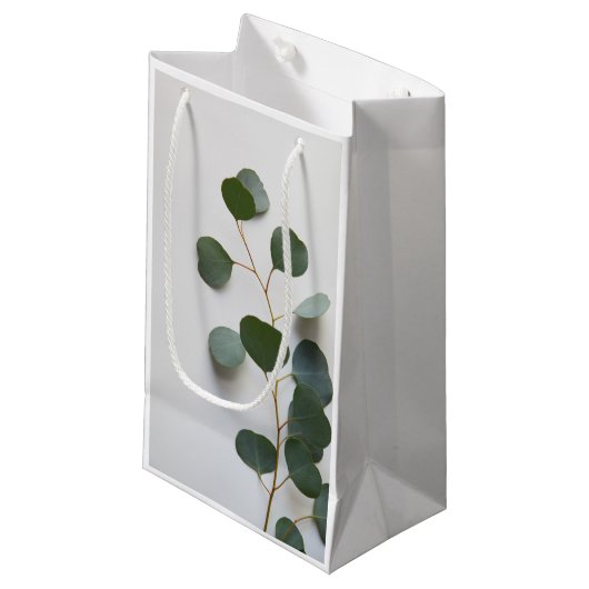 Petit Sac Cadeau Feuilles verticaux d'Eucalyptus (Devant Angle)
