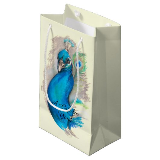 Petit Sac Cadeau Fière Peacock Élégant (Devant Angle)