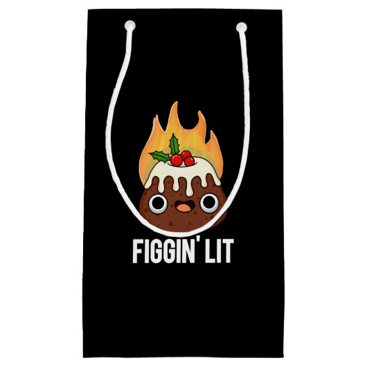 Petit Sac Cadeau Figgin Lit Funny Figgy Pudding Pun Dark BG (Devant)