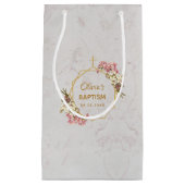 Petit Sac Cadeau Fille Baptême Floral Orchidées rose or Marbre (Devant)