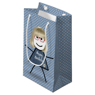 Petit Sac Cadeau Fille Bâton d'anniversaire avec cheveux sur des po