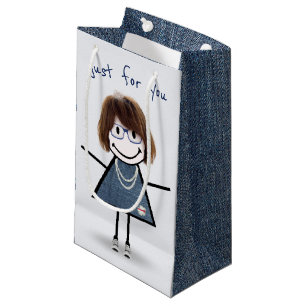 Petit Sac Cadeau Fille bonhomme allumette en baskets
