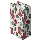 Petit Sac Cadeau Fille Country Cowgirl Noël rose et vert (Dos Angle)