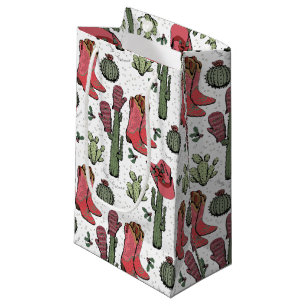 Petit Sac Cadeau Fille Country Cowgirl Noël rose et vert