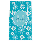 Petit Sac Cadeau Fille Monogramme Turquoise Daisy Fleurs Avec Nom (Devant)
