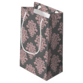 Petit Sac Cadeau Fille rose et gris Damas Merci (Dos Angle)
