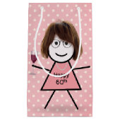 Petit Sac Cadeau Fille sur points à 60 ans (Devant)
