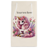 Petit Sac Cadeau Filles mignonnes unicorn fête personnalisable (Devant)