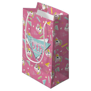 Petit Sac Cadeau Filles Retro rose licorne Anniversaire