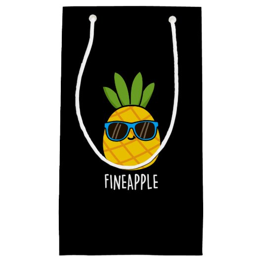 Petit Sac Cadeau Fineappy Funny Pun d'ananas Dark BG (Devant)