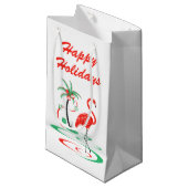 Petit Sac Cadeau Flamant rose de Noël Rouge Joyeux Joyeux Joyeux Jo (Devant Angle)