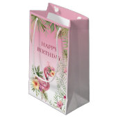 Petit Sac Cadeau Flamant rose floral (Devant Angle)