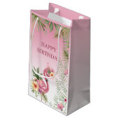Petit Sac Cadeau Flamant rose floral (Dos Angle)