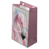 Petit Sac Cadeau Flamant rose rose Pastel Art (Dos Angle)