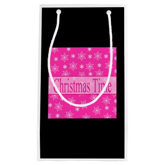 Petit Sac Cadeau Flambeaux de Noël rose (Devant)