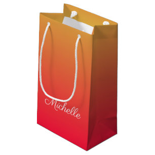 Petit Sac Cadeau Flamme personnalisée rouge et jaune ombre