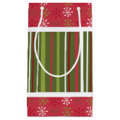 Petit Sac Cadeau Flammes de neige rouges, blanches et vertes de Noë (Devant)