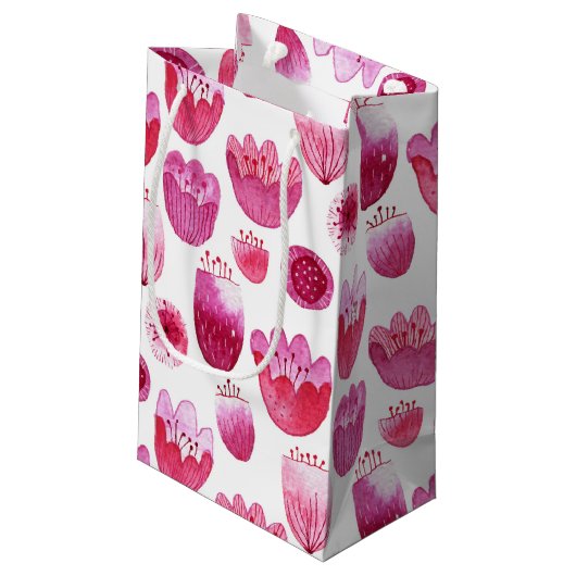 Petit Sac Cadeau Fleur d'aquarelle rose (Dos Angle)