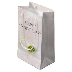 Petit Sac Cadeau Fleur de Cosmos d'Anniversaire sur Fond Rose