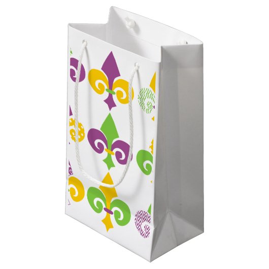 Petit Sac Cadeau Fleur de Lis Mardi Gras (Devant Angle)