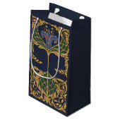 Petit Sac Cadeau Fleur de Lys Bleu Art Nouveau (Dos Angle)