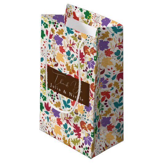 Petit Sac Cadeau Fleur de mariage de prairie jaune moutarde violet (Devant Angle)