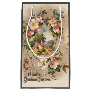 Petit Sac Cadeau Fleur de naissance victorienne de campagne vintage