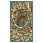 Petit Sac Cadeau Fleur de tournesol sur Arrière - plan bleu-vert (Devant)