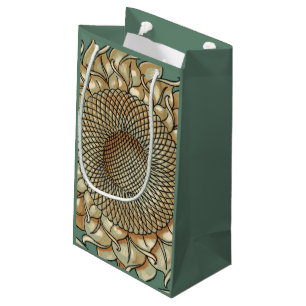 Petit Sac Cadeau Fleur de tournesol sur l'arrière - plan bleu-vert