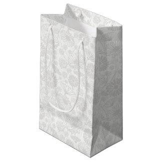 Petit Sac Cadeau Fleur douce (Gris | BLANCHE)