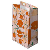 Petit Sac Cadeau fleur rose et orange (Devant Angle)
