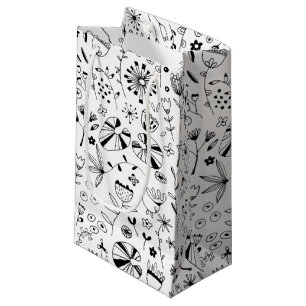 Petit Sac Cadeau Fleur sauvage monochrome