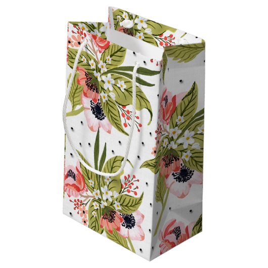 Petit Sac Cadeau fleuris et points (Dos Angle)